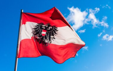 Austrian flag fluttering in the wind