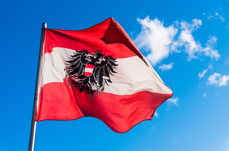 Austrian flag fluttering in the wind