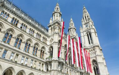 Vienna City Hall And Flags, Austria